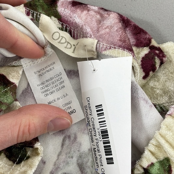 Oddy Dreamy Creamy Floral Print Off Shoulder Dress NWT Short Sleeve Medium M - Picture 12 of 16